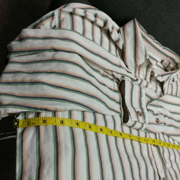 Universal Thread Oversized Fit Womens 100%Cottn Striped Long Sleeve Collar Shirt - Picture 8 of 15